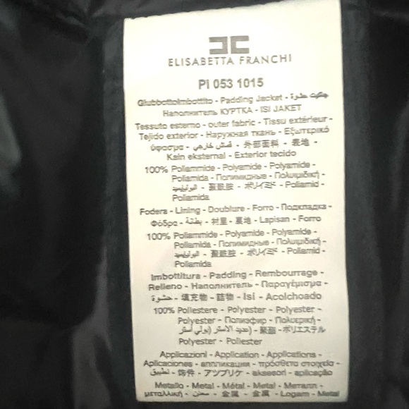 Elisabetta Franchi  Women's Black Puffer Jacket with Chain Detail - Picture 6 of 6